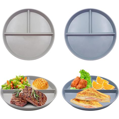 4 pezzi di piatti divisi in scomparti, piatti dietetici, piatti per porzioni per adulti, infrangibili, adatti al microonde e alla lavastoviglie, riutilizzabili, senza BPA per adulti (22  22 cm) (1/5)
