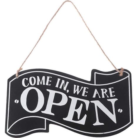 Panneau vintage « Porte ouverte » en bois. Panneau de porte en bois. Drapeau « Ouvert ». Panneau « Fermé ».-Black (1/4)