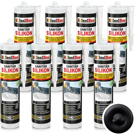 IsolBau Silicone Sanitario Nero Sanitär Silikon 8 x 300ml (1/5)