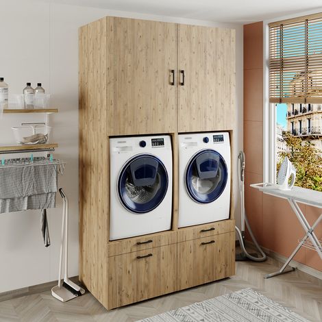 Roomart S2 Waschmaschinen-Doppelschrank 134 cm, Eiche