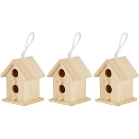 Nichoir en bois non toxique, nichoir 3 pièces, résistant à l\'humidité pour les oiseaux hirondelles (1/3)