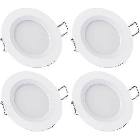 Lot de 4 spots encastrés LED 12 V à intensité variable 3 W blanc chaud 3200 K en aluminium pour camping-car bateau et caravane. (1/3)