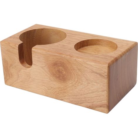 Support porte-filtre à café en bois, socle en bois pour bar à café, couleur bois naturel, socle en bois à deux trous - intégré (1/5)