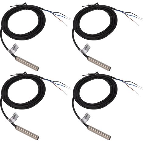4er-Set Näherungssensor-Schalter, 8 mm Flachkopf, Metallgehäuse, NPN DC, 3-adrig, normalerweise geschlossen, induktiver Näherungssensor-Schalter (1/5)