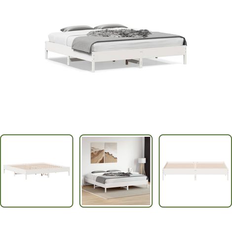 vidaXL Lit blanc -  Cadre de lit sans matelas blanc 200x200 cm bois massif de pin (1/5)