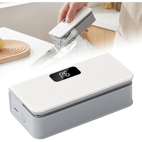 Mini scelleuse de sacs, scelleuse sous vide rechargeable avec écran LED, scelleuse de sacs à chips portable pour sacs Mylar - Puissante aspiration pour la conservation des aliments (Blanc) (1/5)