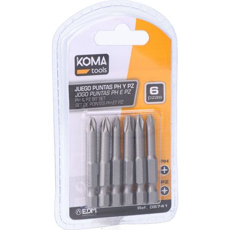 Set di 6 bit KOMA - Cruciform e Pozidriv - 50mm - 08741 (1/2)
