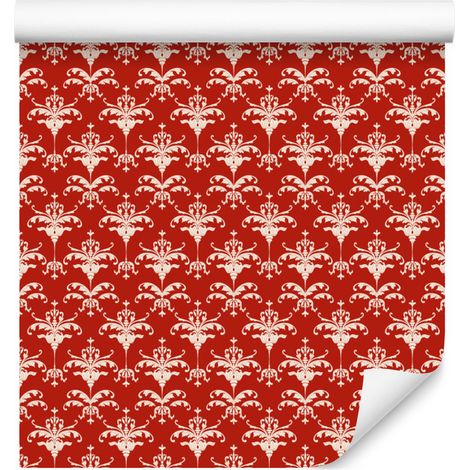 Papier peint damassé de Noël rouge et corail 50x1000 cm (1/5)