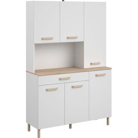 Buffet vaisselier 6 portes 1 tiroir plateau aspect bois clair - BASIC (1/5)