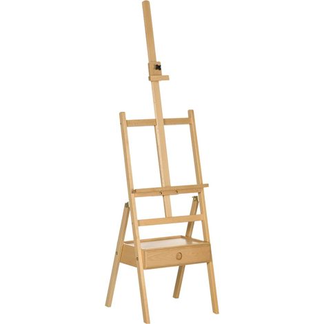 Staffelei Standstaffelei Klappbare Holzstaffelei Höhenverstellbare Atelierstaffelei Mit Halterung, Für Leinwände Bis 92 Cm Höhe
