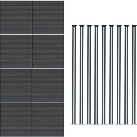 Composite Fence Panel x 8 & 9 Aluminium Posts 6ft Board Grey (1/5)