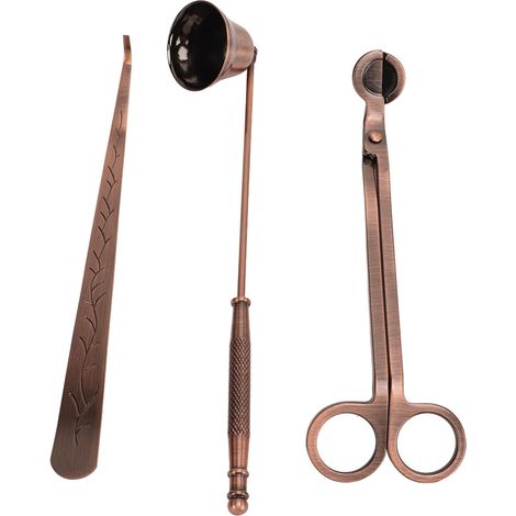 Kerzenzubehör-Set aus Edelstahl, 3-teilig – Dochtschneider, Kerzenlöscher und Ablage (max. 190 Zeichen)