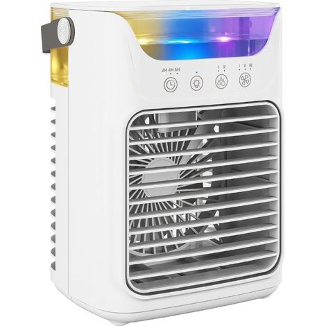Mini-Klimaanlage/Luftkühler 4-in-1, 3 Geschwindigkeitsstufen, 2 Sprühmodi, 7 RGB-LED-Beleuchtung, weiß (1/5)