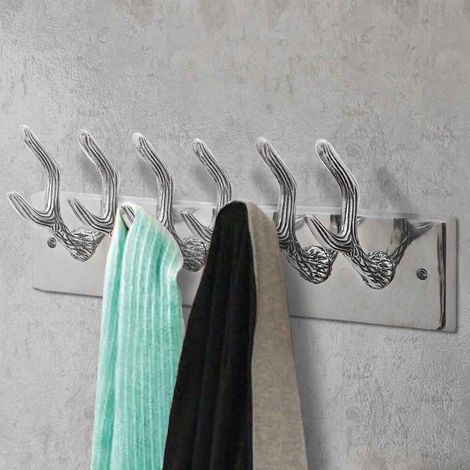 vidaXL Colgador de aluminio con ganchos para ropa, abrigos (Plateado) (1/2)