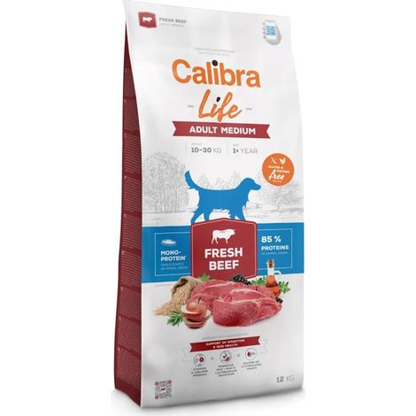 Croquettes pour chien Calibra DOG Life adulte moyen au bœuf frais 12 kg
