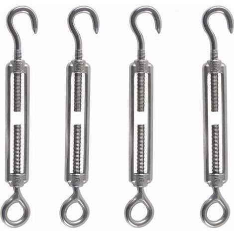 M6 Tendeur fil a Linge Inoxydable 304 4pcs Tendeur Réglable Tendeur de Fil Utilisé pour le Fil d'acier l'antenne Corde à Linge Chaîne Décoration de jardin Fixation de voile solaire (1/5)