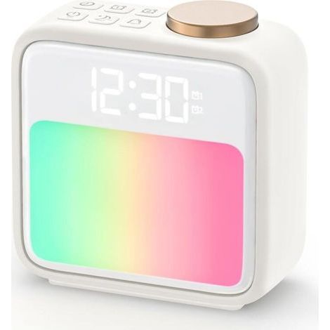 Réveil Lumineux, Réveil lumière du Jour avec 2 alarmes Wake up Light, 6 Sons naturels, 10 Couleurs de lumière, Aide au Sommeil, Snooze, Lampe De Chevet pour Chambre Salon (1/5)