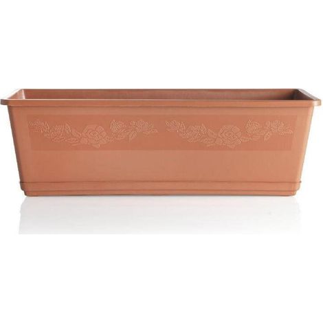 Macetero Balconella Con Platillo 60 Cm Plastico Terracota Bama