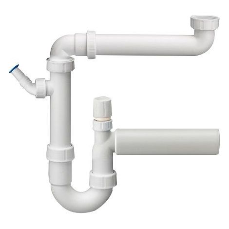 Siphon gain de place 1 1/2'' DN 50 avec un raccordement d'appareil et aérateur