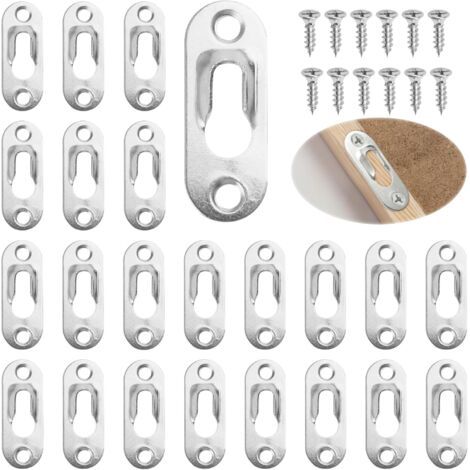 Lot de 30 Attaches de Suspension en Trou de Serrure,44 x 16mm Attache Cadre avec 60 Vis,Crochets de Suspension pour Trou de Serrure,Crochet Cadre,Fixation Tableau pour Cadres Photo Miroirs Cabinet