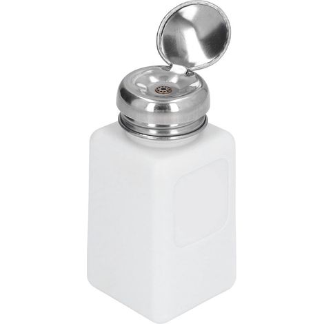 200-ml-Druckknopf-Alkoholspenderflasche, Methanolbehälter, antistatischer Lösungsmittelspender, Edelstahlkopf, Aceton & Isopropanol (weiß) (1/5)