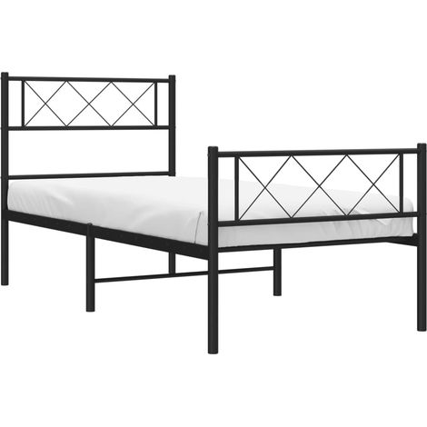Cadre de lit métal sans matelas avec pied de lit noir 107x203cm vidaXL (1/5)