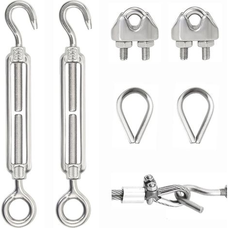 Stainless Steel Tensioner Cable Clamp Kit M5 Stainless Steel Tension Lock Hook for Tightening Tensioned Rope and Adjusting Elastic Rope Qccessoires 6 Pieces (1/5)