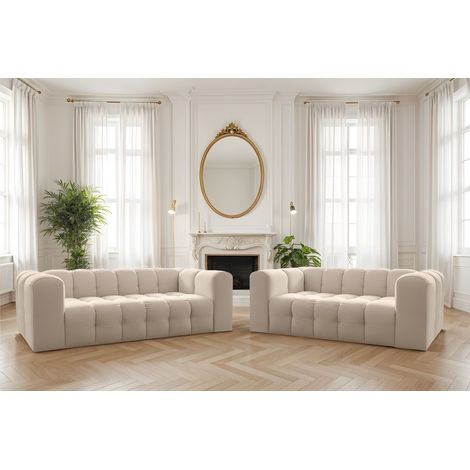 Sofaset Designersofa SOLVIE 3-4 in Stoff Tiffani Beige (1/5)