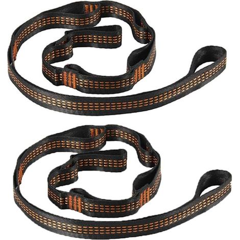 Lot de 2 sangles pour hamac de camping, accessoires en bois, balançoire de yoga, ceinture de suspension robuste avec boucle d'extension, système de suspension de 2 m. (1/5)