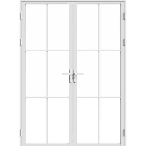 Bloc porte réversible à deux battants en aluminium et verre trempé - 2 x H204 x L93 cm - Blanc - SEROTO