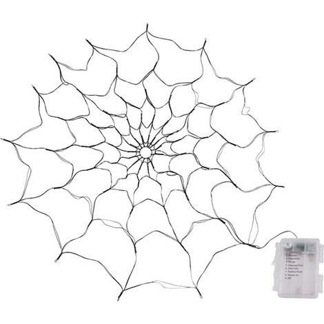 Guirlande LED decorative Halloween en forme de toile d'araignee, 1,2 m de diametre, 8 modes d'eclairage, orange (1/5)