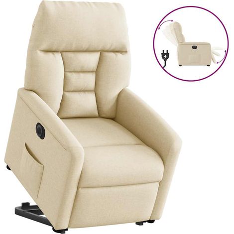 Relaxsessel mit Aufstehhilfe Elektrisch Creme Stoff (1/5)