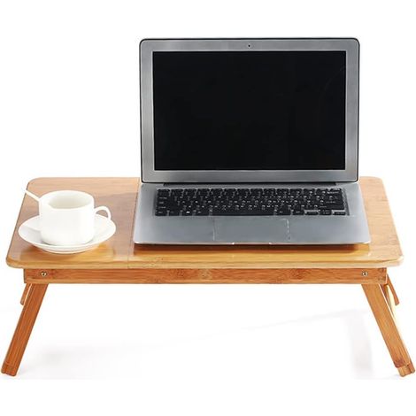 1 Plateau de lit, Bambou, Réglable, Pliable, Avec tiroir, Pour ordinateur et petit-déjeuner