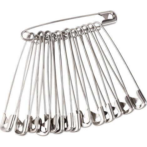 30 Pieces Large Safety Pins, 8.5 cm Large Safety Pin for Clothes, Leather, Canvas, Crafts, Skirts, Kilts, (Silver) (1/5)