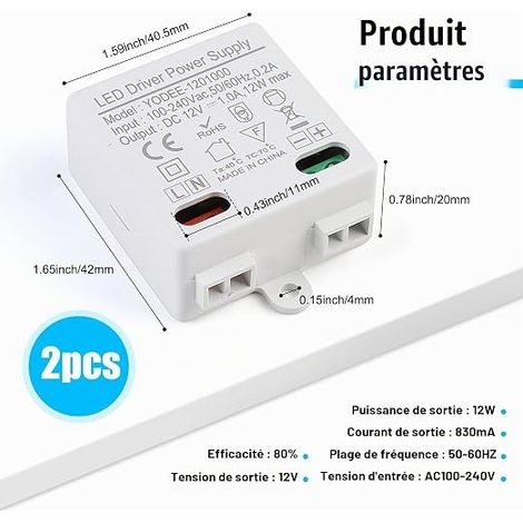 Mini 12V 12W LED Transformers Driver 230V to 12V DC IP67 Waterproof Compact Power Supply G4 MR11 MR16 Bulbs Indoor Lighting (1/4)