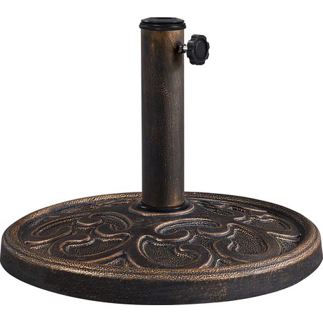 Yaheetech Base per Ombrellone da Giardino Esterno Rotonda in Resina e Ferro per Veranda/Patio/Terrazzo/Bordo Piscina 44,5×32,5cm Bronzo