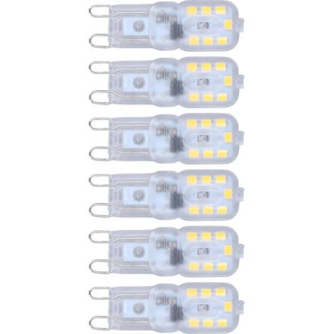 Apto para bombillas LED G9, 6 bombillas G9 regulables, 3W, 14 perlas LED, adecuado para iluminación de cocina, baño y jardín. (1/2)