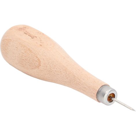 poinçon ergonomique professionnel en forme de losange de 3 mm avec manche en bois de hêtre et poinçon à cuir (1/5)