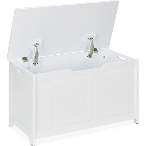 Baúl de almacenamiento con tapa 60 x 40 x 30 cm para juguetes práctico diseño sencillo de plástico blanco 130013697 (1/5)