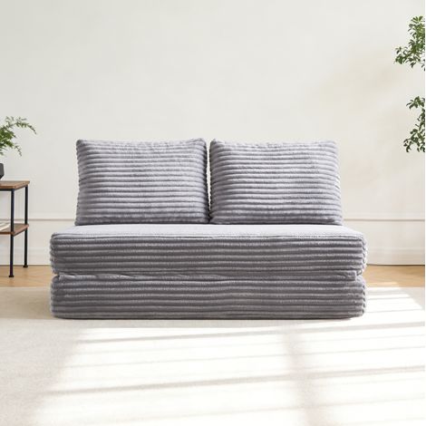 Schlafsofa hellgrau aus Stoff mit abnehmbaren Rückenlehnen und 2-in-1-Funktion (1/5)