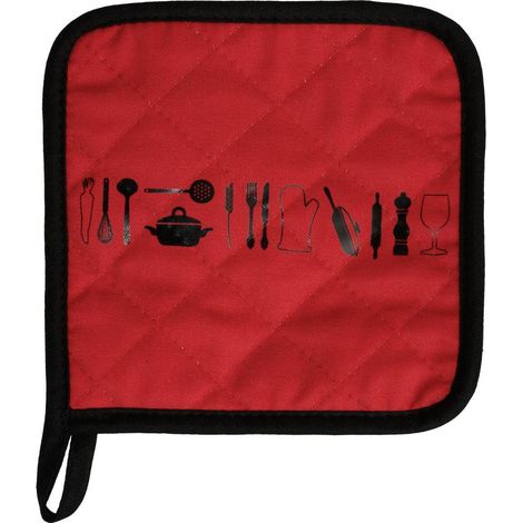 Hitzebeständiger Topfuntersetzer, 18 x 18 cm, Baumwolle, schwarz-rot (1/2)