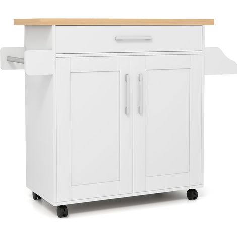 Carrito de cocina con cajón y estante ajustable - Natural/Blanco (1/5)