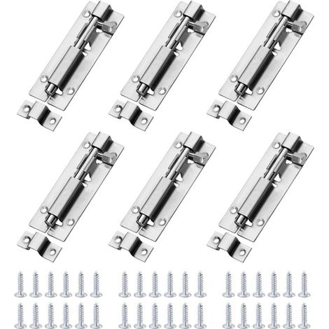 Loquet Porte Boulons de Porte 6 Pièces Targette en Acier Boulon à Glissière Avec des Vis Boulons de Verrouillage de Porte Loquet (1/5)