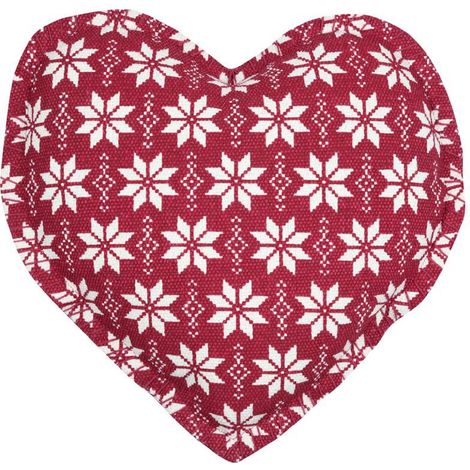 Coussin coeur esprit chalet traditionnel Rouge 30x30 cm (1/2)