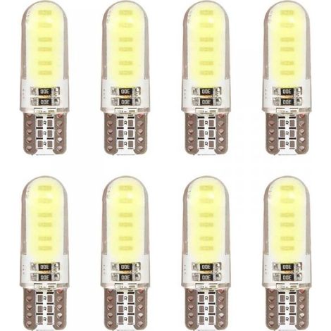 8 Pezzi Lampada Led T10 W5W 10 COB 12V 0.8W 40lm Bianco Freddo 6500K 32mm