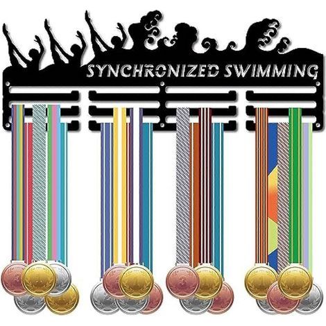Présentoir mural en métal pour médailles de natation synchronisée. support pour plus de 60 médailles de compétition. (1/5)