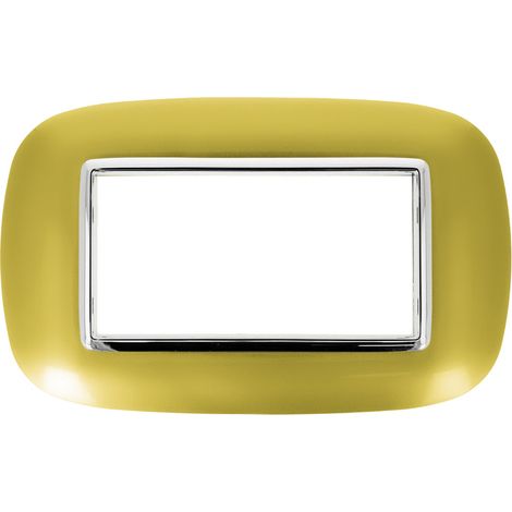 Placca Oval 504 4 Moduli Oro Lucido Compatibile con Bticino Axolute (1/3)
