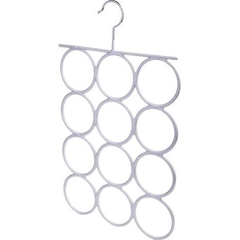 Porte-écharpe Cintre pour Écharpe/Cravate/Ceinture/Foulard, Porte-Foulard avec 12 Anneaux Rangement à Suspendre (1/4)