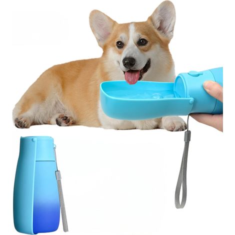 Bouteille d'eau pliable à 180° pour chien - Distributeur d'eau portable pour chien - Anti-fuite - Plastique de qualité alimentaire - Bouteille d'eau de voyage pour chien - Bouteille d'eau pour animaux (1/5)