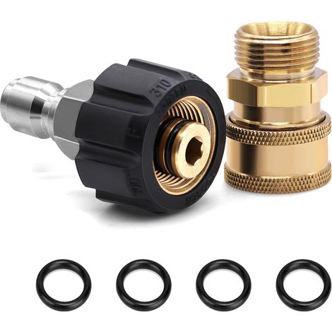 Lot de 2 adaptateurs M22 pour nettoyeur haute pression – Raccord rapide 5000 PSI avec filetage M22 pour pulvérisateurs de haute pression. (1/5)